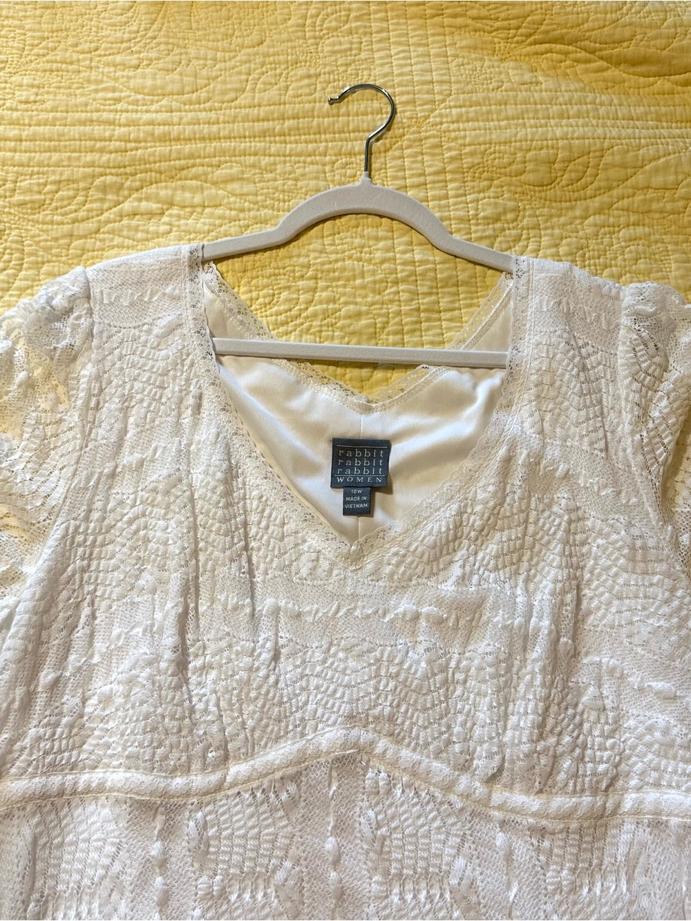 Rabbit Rabbit White Lace V-Neck Dress